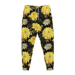 Gold And Yellow Floral Print Jogger Pants