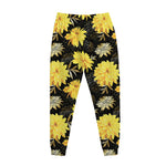 Gold And Yellow Floral Print Jogger Pants