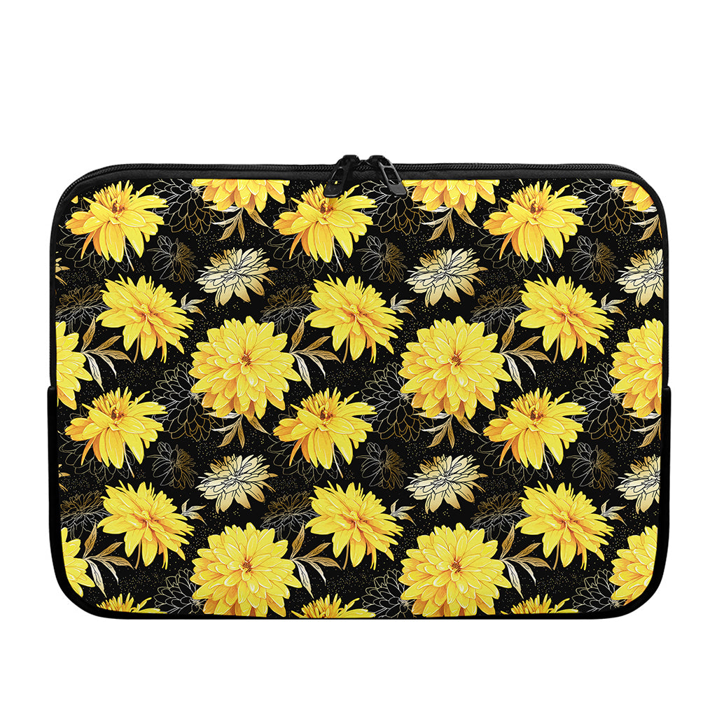 Gold And Yellow Floral Print Laptop Sleeve