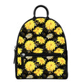 Gold And Yellow Floral Print Leather Backpack