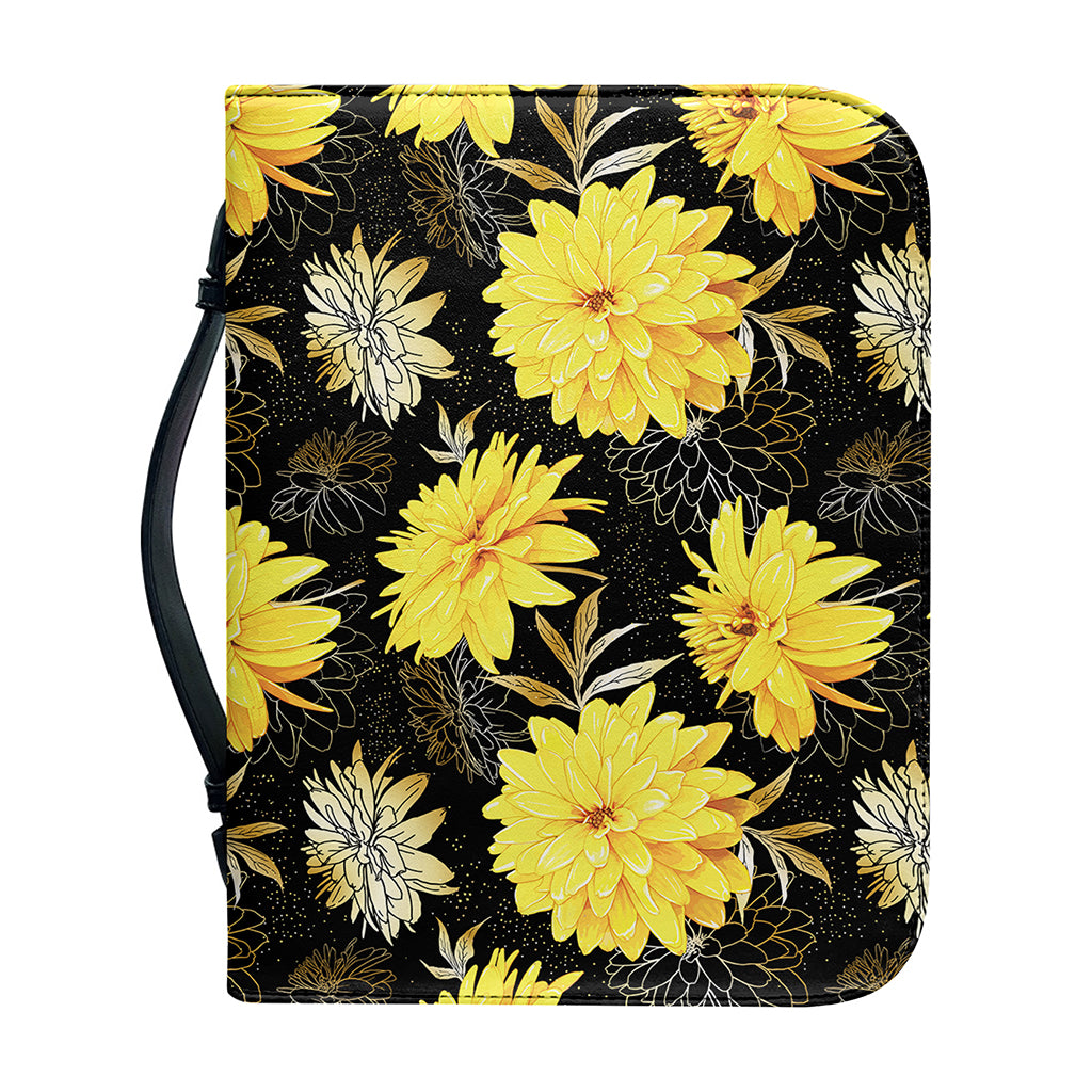 Gold And Yellow Floral Print Leather Bible Cover
