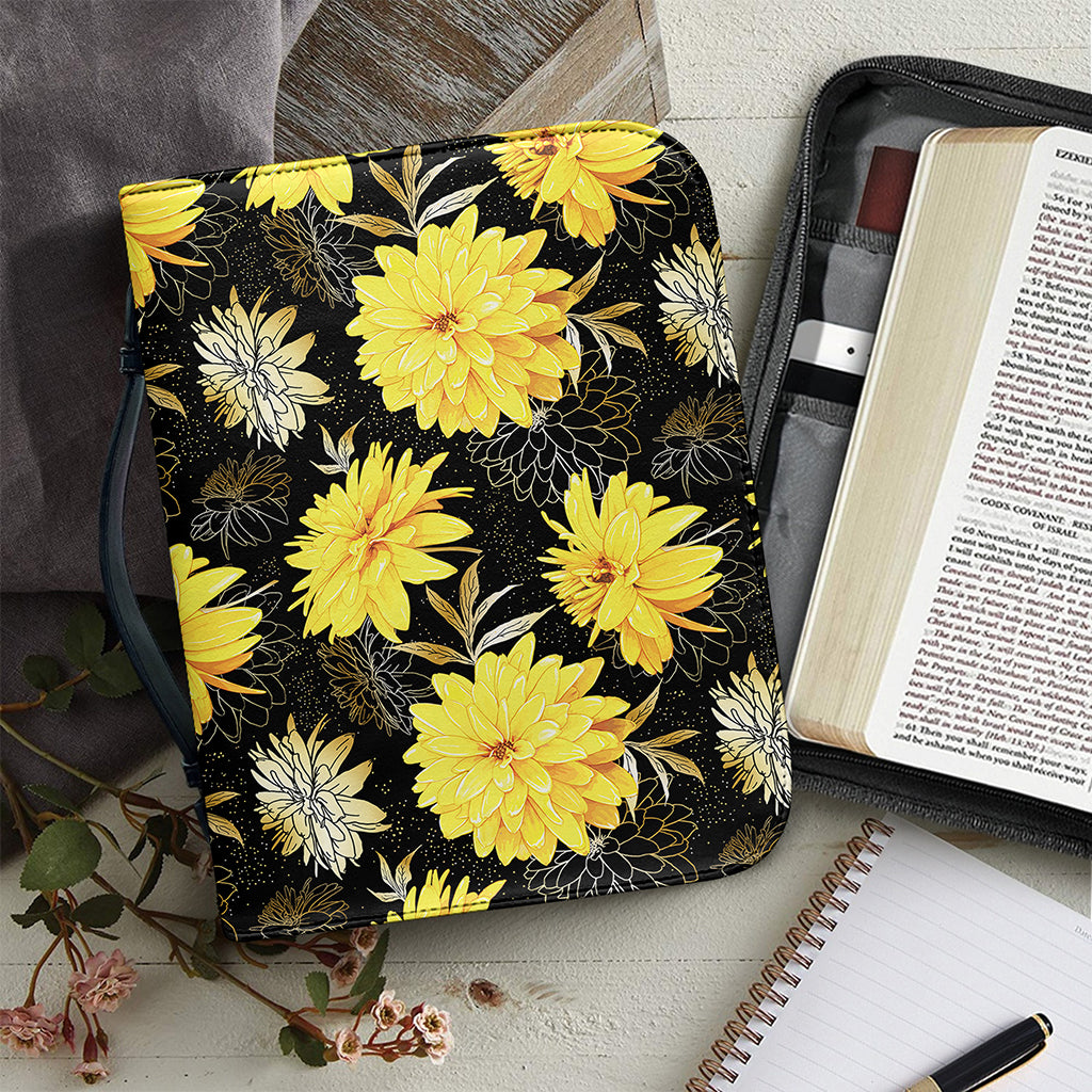 Gold And Yellow Floral Print Leather Bible Cover