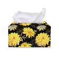 Gold And Yellow Floral Print Leather Tissue Box Cover