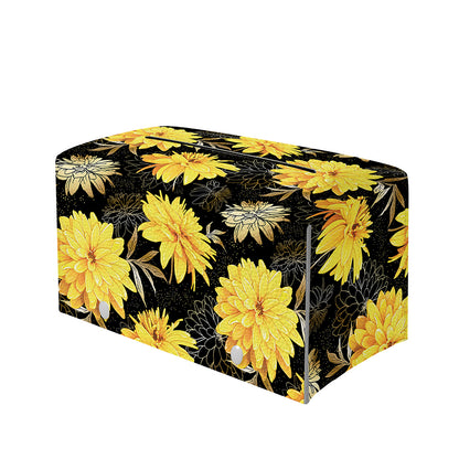 Gold And Yellow Floral Print Leather Tissue Box Cover