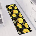 Gold And Yellow Floral Print Long Kitchen Mat