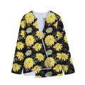 Gold And Yellow Floral Print Long Sleeve Short Coat