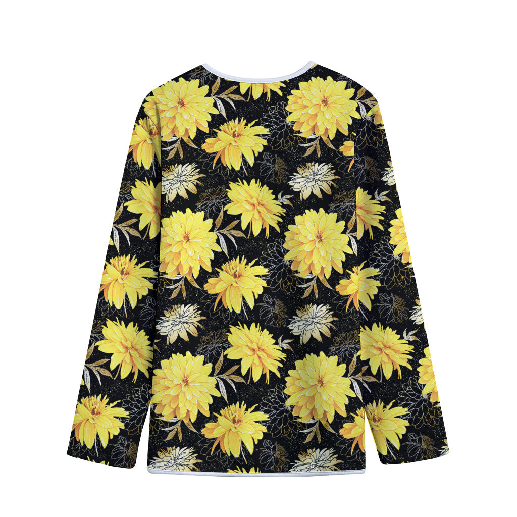 Gold And Yellow Floral Print Long Sleeve Short Coat