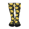 Gold And Yellow Floral Print Long Socks