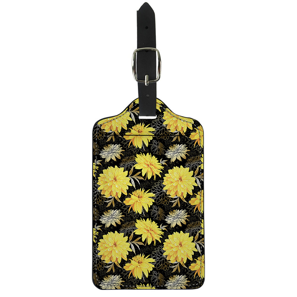 Gold And Yellow Floral Print Luggage Tag