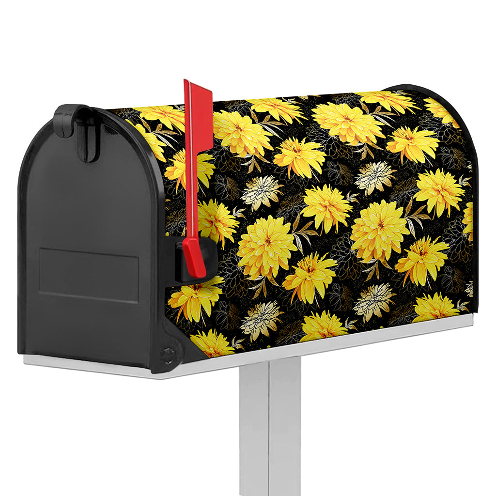 Gold And Yellow Floral Print Mailbox Cover
