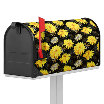 Gold And Yellow Floral Print Mailbox Cover