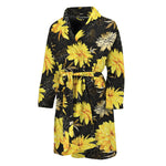 Gold And Yellow Floral Print Men's Bathrobe