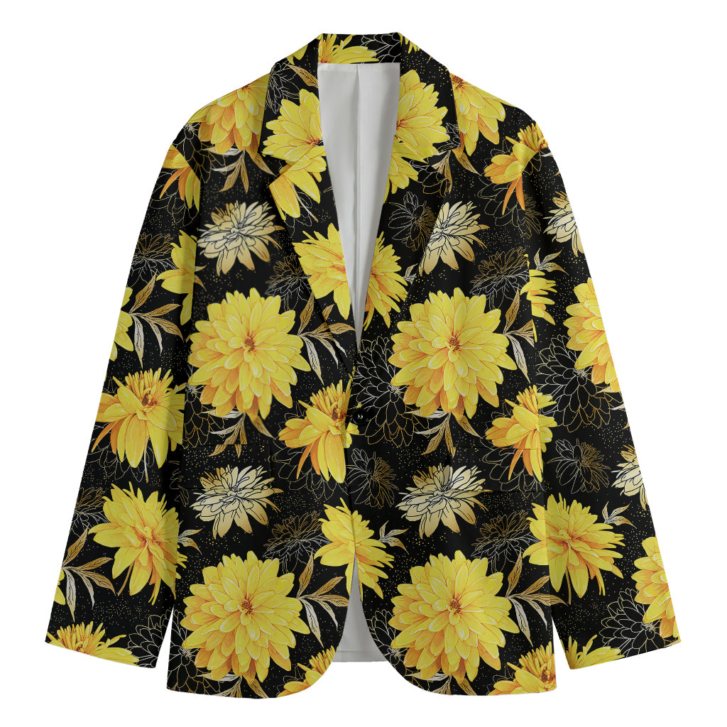 Gold And Yellow Floral Print Men's Blazer