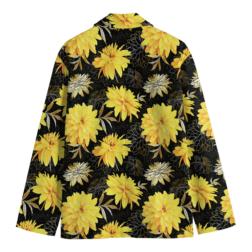 Gold And Yellow Floral Print Men's Blazer