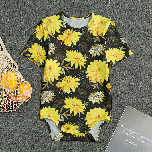 Gold And Yellow Floral Print Men's Bodysuit