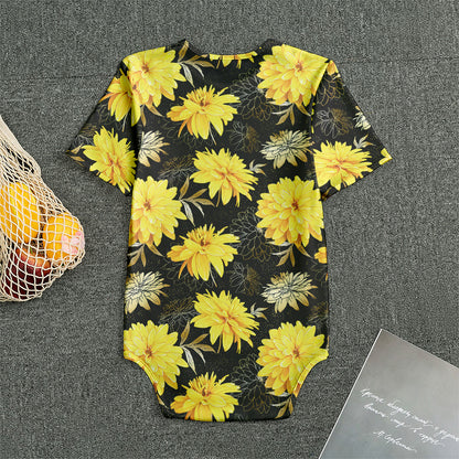 Gold And Yellow Floral Print Men's Bodysuit