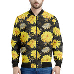 Gold And Yellow Floral Print Men's Bomber Jacket
