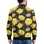 Gold And Yellow Floral Print Men's Bomber Jacket