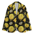 Gold And Yellow Floral Print Men's Cotton Blazer