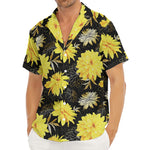 Gold And Yellow Floral Print Men's Deep V-Neck Shirt