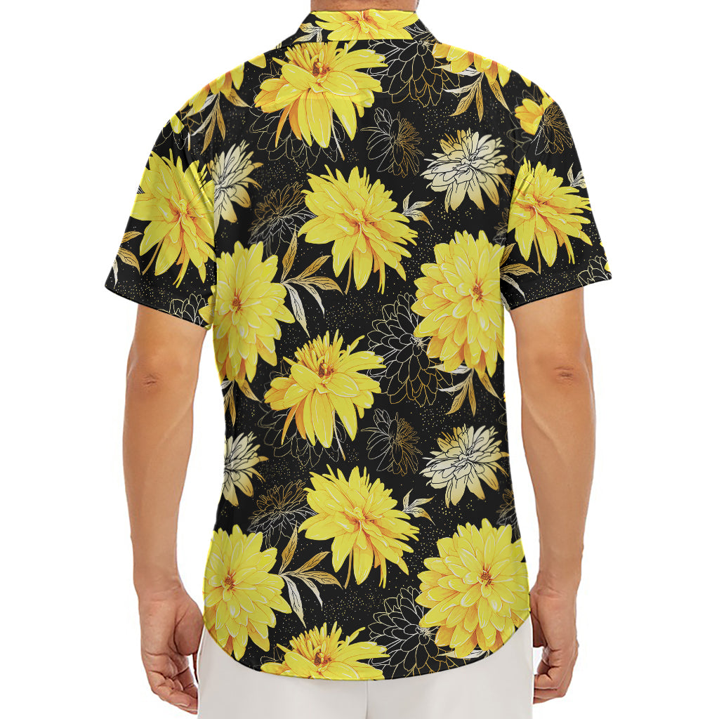 Gold And Yellow Floral Print Men's Deep V-Neck Shirt