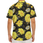 Gold And Yellow Floral Print Men's Deep V-Neck Shirt