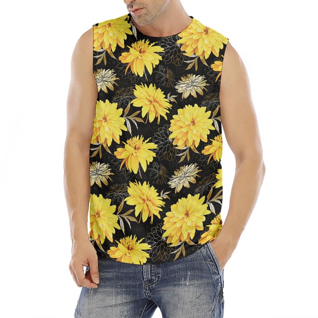 Gold And Yellow Floral Print Men's Fitness Tank Top