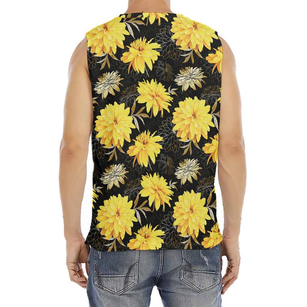 Gold And Yellow Floral Print Men's Fitness Tank Top