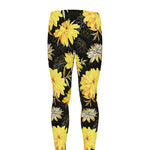 Gold And Yellow Floral Print Men's leggings