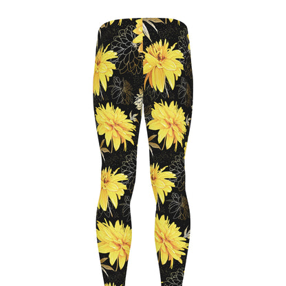 Gold And Yellow Floral Print Men's leggings