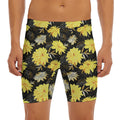 Gold And Yellow Floral Print Men's Long Boxer Briefs