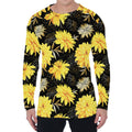 Gold And Yellow Floral Print Men's Long Sleeve T-Shirt