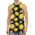 Gold And Yellow Floral Print Men's Muscle Tank Top