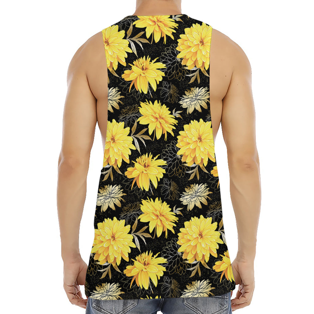 Gold And Yellow Floral Print Men's Muscle Tank Top
