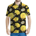 Gold And Yellow Floral Print Men's Polo Shirt