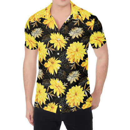 Gold And Yellow Floral Print Men's Shirt