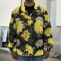 Gold And Yellow Floral Print Men's Shirt Jacket