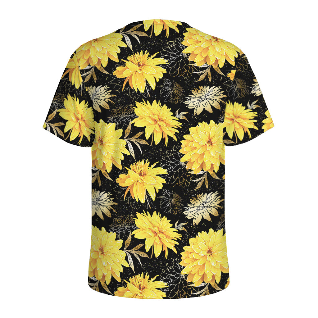 Gold And Yellow Floral Print Men's Sports T-Shirt