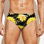 Gold And Yellow Floral Print Men's Swim Briefs