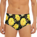 Gold And Yellow Floral Print Men's Triangle Swim Briefs