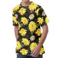Gold And Yellow Floral Print Men's Velvet T-Shirt