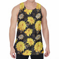 Gold And Yellow Floral Print Men's Velvet Tank Top