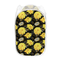 Gold And Yellow Floral Print Mesh Laundry Hamper