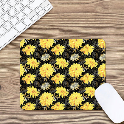Gold And Yellow Floral Print Mouse Pad