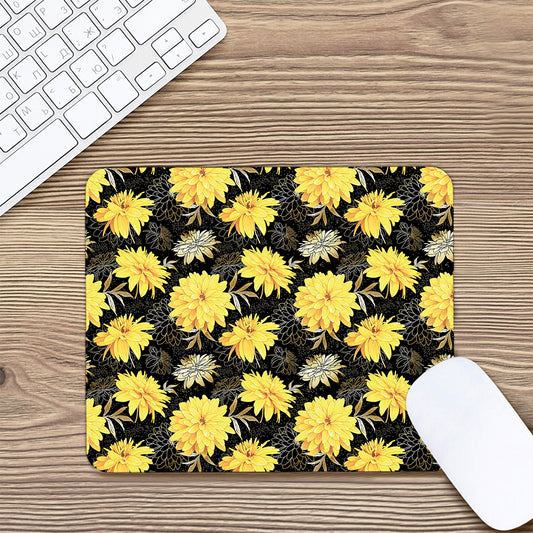 Gold And Yellow Floral Print Mouse Pad
