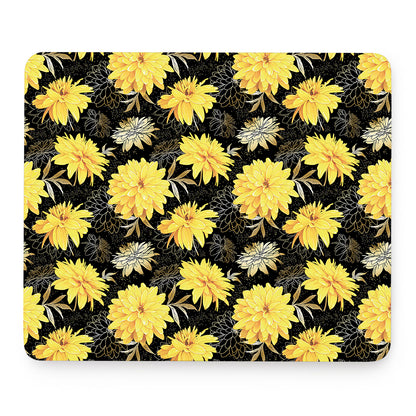 Gold And Yellow Floral Print Mouse Pad