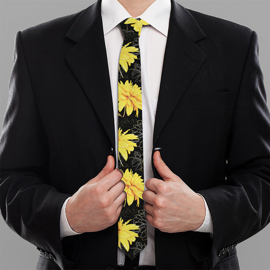 Gold And Yellow Floral Print Necktie