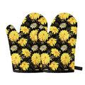 Gold And Yellow Floral Print Oven Mitts