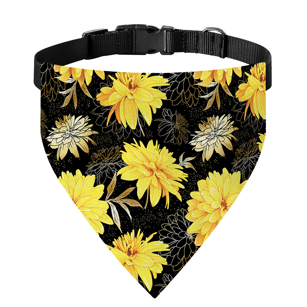 Gold And Yellow Floral Print Over The Collar Dog Bandana
