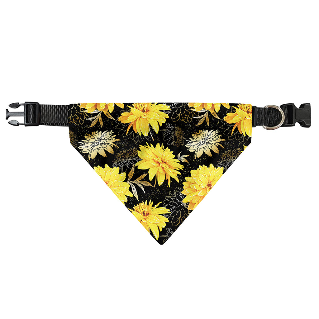 Gold And Yellow Floral Print Over The Collar Dog Bandana